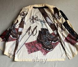 Men's Vintage Polo Ralph Lauren 1992 All Over Ski Boots XL Sportsman Button Up