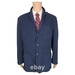 Men's Vintage Polo Ralph Lauren Sport Coat (Large) Chino Jacket Navy Blue Blazer
