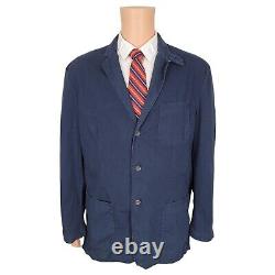 Men's Vintage Polo Ralph Lauren Sport Coat (Large) Chino Jacket Navy Blue Blazer