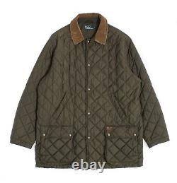 Mens Polo Ralph Lauren Vintage Quilted Jacket Hunting Khaki Sport Coat Size L