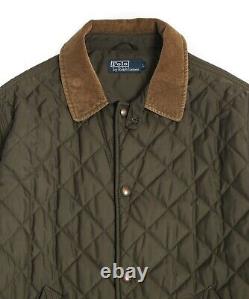 Mens Polo Ralph Lauren Vintage Quilted Jacket Hunting Khaki Sport Coat Size L