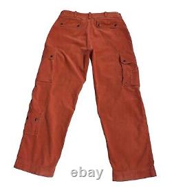 Mens Vintage 90s POLO RALPH LAUREN Corduroy Cargo Pants Terracotta Size 34/32