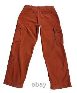 Mens Vintage 90s POLO RALPH LAUREN Corduroy Cargo Pants Terracotta Size 34/32