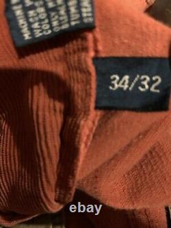 Mens Vintage 90s POLO RALPH LAUREN Corduroy Cargo Pants Terracotta Size 34/32