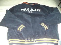 Mens Vintage Polo Ralph Lauren XL Navy Corduroy Baseball Jacket