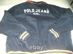 Mens Vintage Polo Ralph Lauren XL Navy Corduroy Baseball Jacket