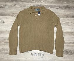 NEW Vintage Polo Ralph Lauren Solid Knit Brown 100% Silk Toggle Sweater Size XL