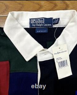 NWT DEADSTOCK Vintage Polo Ralph Lauren Bedford Patchwork Rugby Polo Shirt L