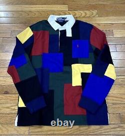 NWT DEADSTOCK Vintage Polo Ralph Lauren Bedford Patchwork Rugby Polo Shirt L