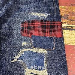 NWT Mens 30x32 Polo Ralph Lauren Jeans Sullivan Slim Vtg Distressed Patchwork