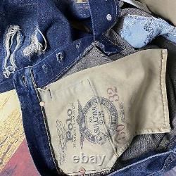 NWT Mens 30x32 Polo Ralph Lauren Jeans Sullivan Slim Vtg Distressed Patchwork