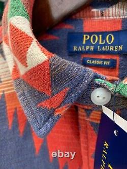 NWT Polo Ralph Lauren AZTEC Print Jacquard Button-down Shirt size 2XL XXL