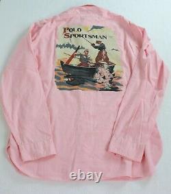 NWT Polo Ralph Lauren Sportsman Twill Button-Down L/S Shirt L Vtg Wildlife Pink