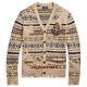 Nwt Polo Ralph Lauren Vintage Distressed Fair Isle Eton Cardigan Sweater M