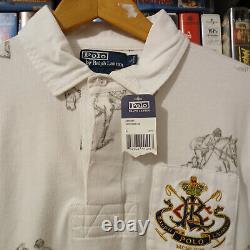 NWT Vintage Polo Ralph Lauren Equestrian 5 Horseman Stampede Rugby Shirt- Size L