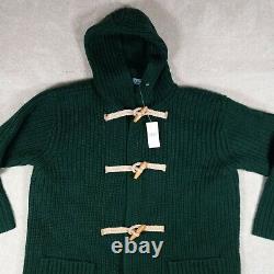 NWT Vintage Polo Ralph Lauren Men's XL Coat Hooded Toggle Wool Knit Green