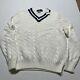 Nwt Vintage Polo Ralph Lauren Tennis Sweater Small Navy Blu & White Cable Knit