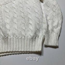 NWT Vintage Polo Ralph Lauren Tennis Sweater Small Navy Blu & White Cable Knit