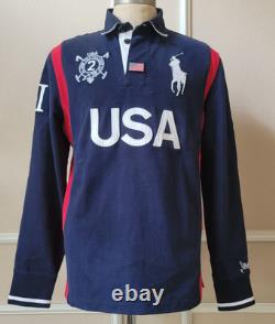 NWT Vintage Polo Ralph Lauren USA Snow Polo Challenge Cup Rugby L Long Sleeve