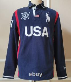 NWT Vintage Polo Ralph Lauren USA Snow Polo Challenge Cup Rugby L Long Sleeve