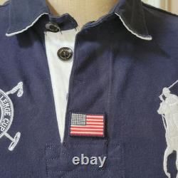 NWT Vintage Polo Ralph Lauren USA Snow Polo Challenge Cup Rugby L Long Sleeve