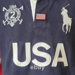 NWT Vintage Polo Ralph Lauren USA Snow Polo Challenge Cup Rugby L Long Sleeve