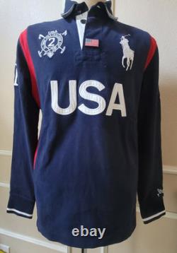 NWT Vintage Polo Ralph Lauren USA Snow Polo Challenge Cup Rugby L Long Sleeve