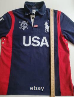 NWT Vintage Polo Ralph Lauren USA Snow Polo Challenge Cup Rugby L Long Sleeve