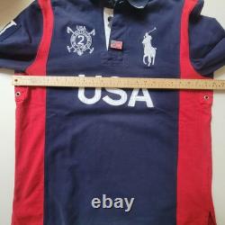 NWT Vintage Polo Ralph Lauren USA Snow Polo Challenge Cup Rugby L Long Sleeve