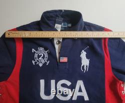 NWT Vintage Polo Ralph Lauren USA Snow Polo Challenge Cup Rugby L Long Sleeve