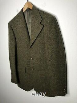 New RRL Ralph Lauren 38R Green Tweed Blazer Jacket Herringbone Hacking Polo VTG
