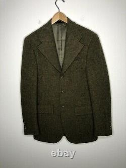 New RRL Ralph Lauren 38R Green Tweed Blazer Jacket Herringbone Hacking Polo VTG