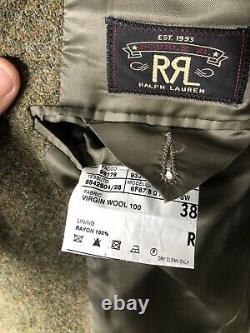 New RRL Ralph Lauren 38R Green Tweed Blazer Jacket Herringbone Hacking Polo VTG