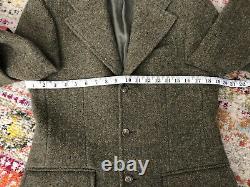 New RRL Ralph Lauren 38R Green Tweed Blazer Jacket Herringbone Hacking Polo VTG