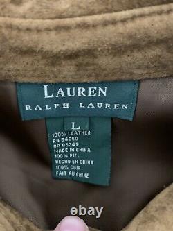 New Ralph Lauren Brown Leather Shirt Jacket Polo RRL Cowboy VTG Western Suede ML