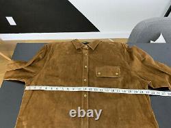 New Ralph Lauren Brown Leather Shirt Jacket Polo RRL Cowboy VTG Western Suede ML