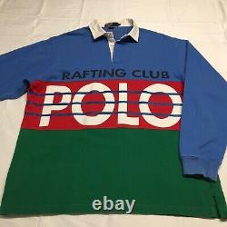 OG Vtg 90s Polo Ralph Lauren Rafting Club Rugby Shirt Mens Large Hi Tech CP93 92