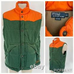 POLO RALPH LAUREN Men's Vintage Western Blaze Orange/Green Outdoor Vest XL