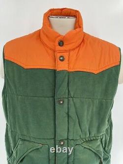 POLO RALPH LAUREN Men's Vintage Western Blaze Orange/Green Outdoor Vest XL