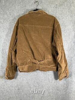 POLO RALPH LAUREN SPORTS Jacket Men Large Brown CORDUROY LINED BOMBER Y2K 90S