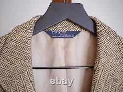 POLO RALPH LAUREN VTG Herringbone Silk Linen Blend Sport Coat 38S Made In USA