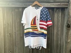 POLO RALPH LAUREN vintage Limited Edition Cp-93 T-shirt In Sailboat Print Large