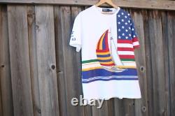 POLO RALPH LAUREN vintage Limited Edition Cp-93 T-shirt In Sailboat Print Large
