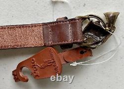 POLO Ralph Lauren Rare Vintage Leather Belt-FOX AND BUGLE BUCKLE -Size 32