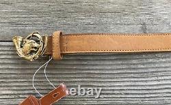 POLO Ralph Lauren Rare Vintage Leather Belt-FOX AND BUGLE BUCKLE -Size 32