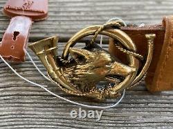 POLO Ralph Lauren Rare Vintage Leather Belt-FOX AND BUGLE BUCKLE -Size 32