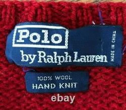 POLO Ralph Lauren Vintage Downhill Ski Goggles Bear Red Wool Sweater XL