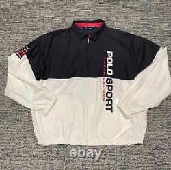 POLO SPORT Ralph Lauren Spell Out Patch Color Block Jacket 90s XXL 2XL Vintage