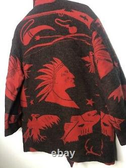 Polo Country Ralph Lauren Jacket VTG Hunting Indian Serape RRL Aztec Peacoat Red