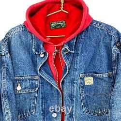 Polo Country Ralph Lauren Vintage Hooded Denim Jean Jacket Size Medium Blue Usa